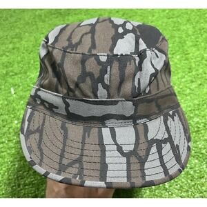 Vintage Tree bark Camo Hat Pillbox Combat Cap Fitted SZ 7 1/4 80s USA Made NWOT